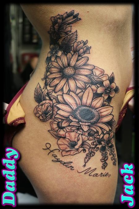 Tattoos - Floral Body Curve - 130454